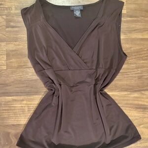 Van Heusen Deep Brown Twist-Front V-Neck Top